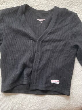 Alexander Wang Black Waffle Knit Top with Branded Patch